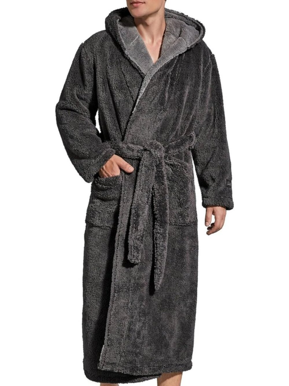 Cozy Men's Hooded Bathrobe - Heavyweight Plush Fleece Full Length Loungewear